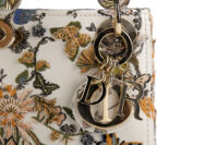 0694. Dior Lady Dior Micro Flower Butterfly Motif White Embellished Leather, Gold Hardware15