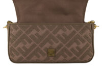 0695. Fendi Baguette Grey FF Zucca Canvas Shoulder Bag, Gold hardware10