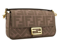 0695. Fendi Baguette Grey FF Zucca Canvas Shoulder Bag, Gold hardware2