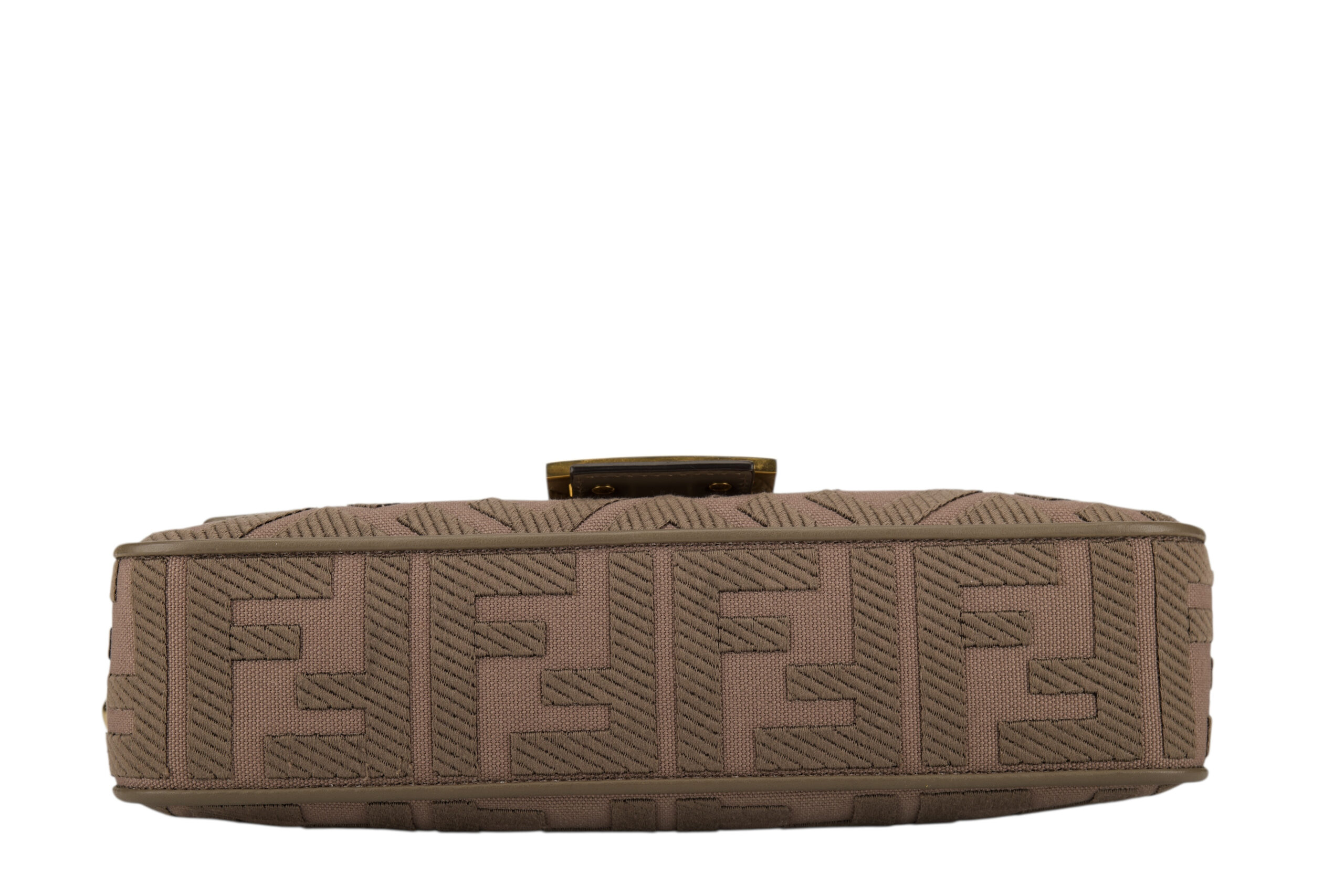 0695. Fendi Baguette Grey FF Zucca Canvas Shoulder Bag, Gold hardware4