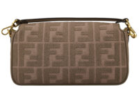 0695. Fendi Baguette Grey FF Zucca Canvas Shoulder Bag, Gold hardware5