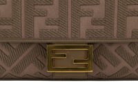 0695. Fendi Baguette Grey FF Zucca Canvas Shoulder Bag, Gold hardware7