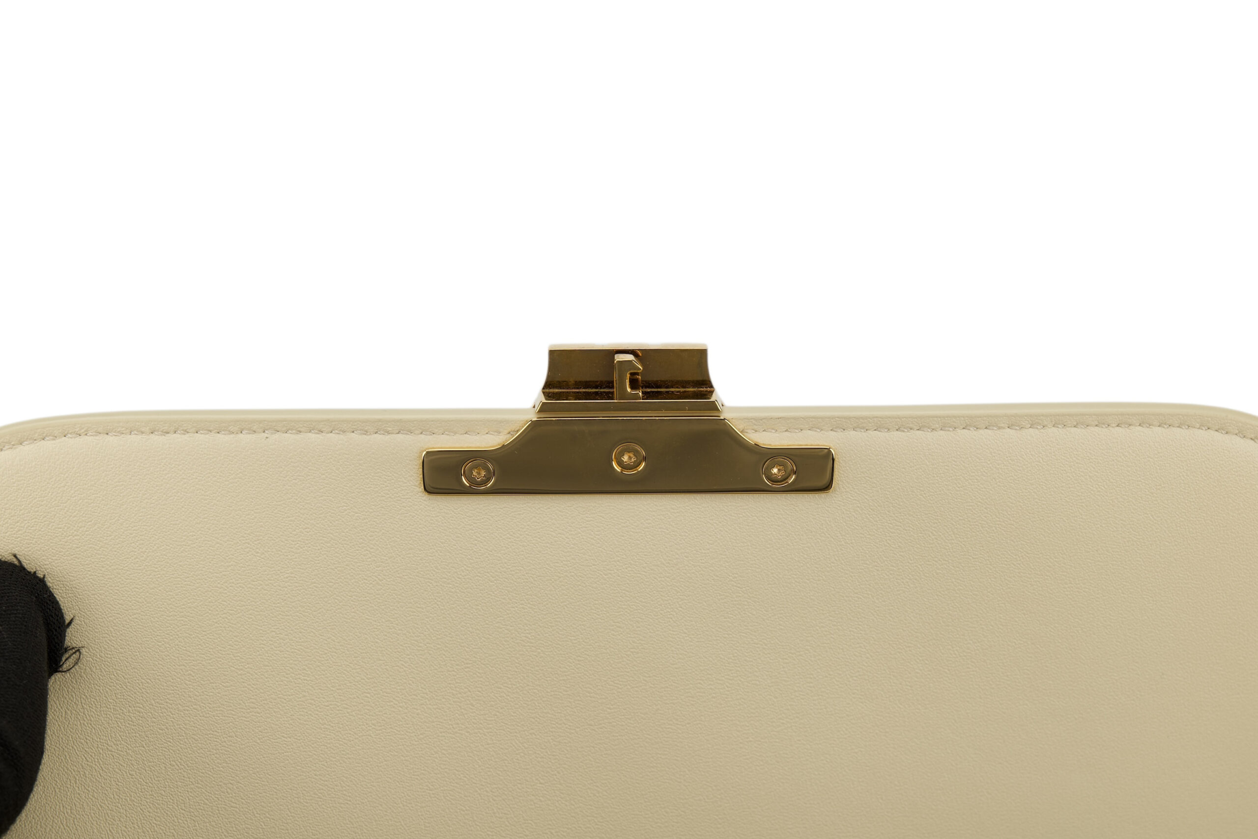 0696. Celine Triomphe Limestone Beige Calfskin Leather Shoulder Bag Gold hardware10