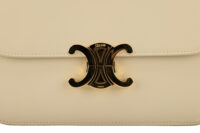 0696. Celine Triomphe Limestone Beige Calfskin Leather Shoulder Bag Gold hardware17