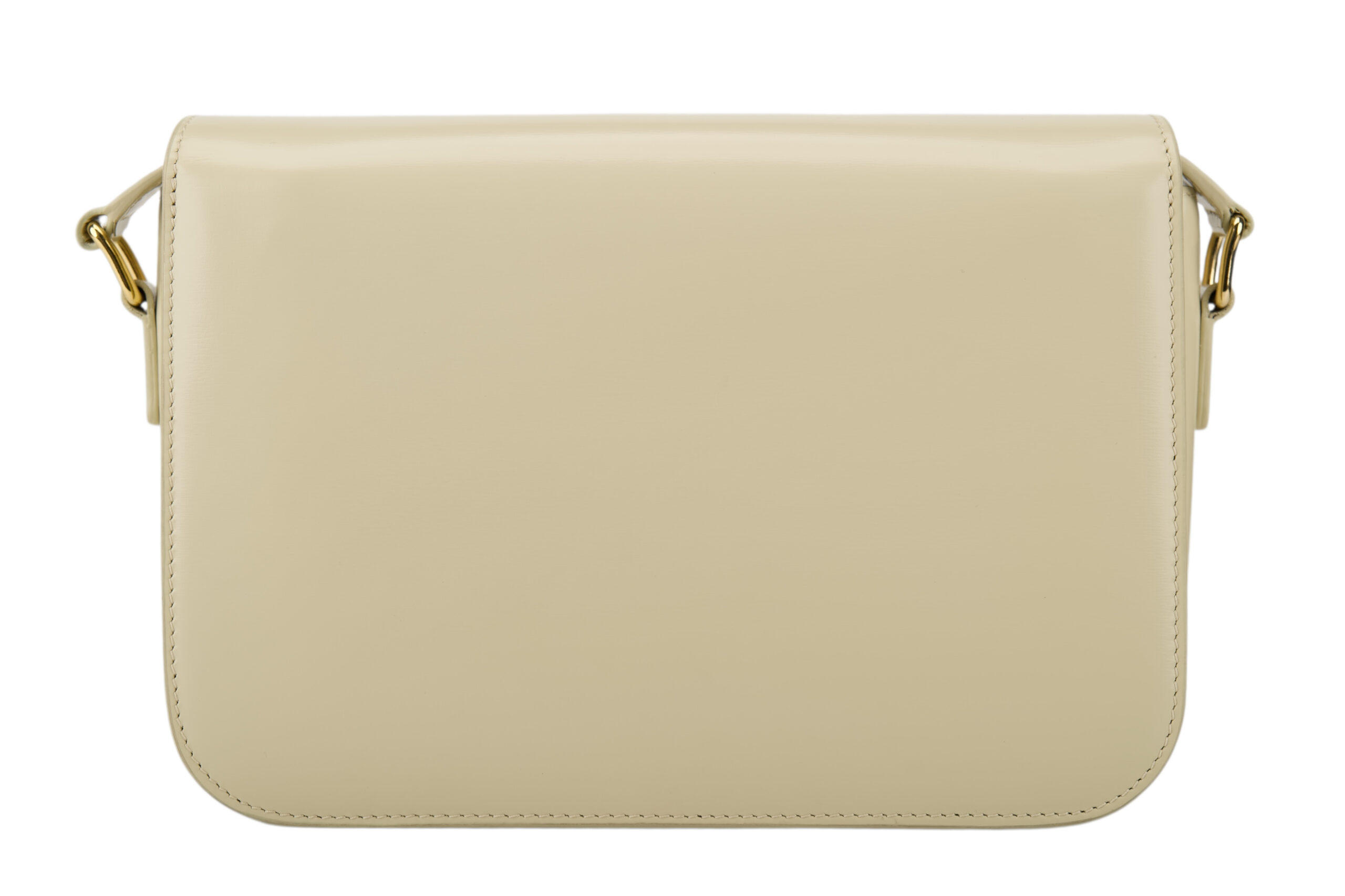 0696. Celine Triomphe Limestone Beige Calfskin Leather Shoulder Bag Gold hardware5