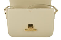 0696. Celine Triomphe Limestone Beige Calfskin Leather Shoulder Bag Gold hardware8