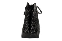 0700. Chanel Chevron Black Patent Leather Tote, Silver Hardware2