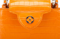 0707. Louis Vuitton Mini Capucines Orange Alligator Leather, Silver Hardware11