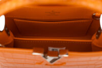 0707. Louis Vuitton Mini Capucines Orange Alligator Leather, Silver Hardware13