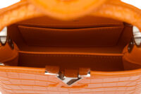 0707. Louis Vuitton Mini Capucines Orange Alligator Leather, Silver Hardware15