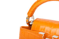 0707. Louis Vuitton Mini Capucines Orange Alligator Leather, Silver Hardware7