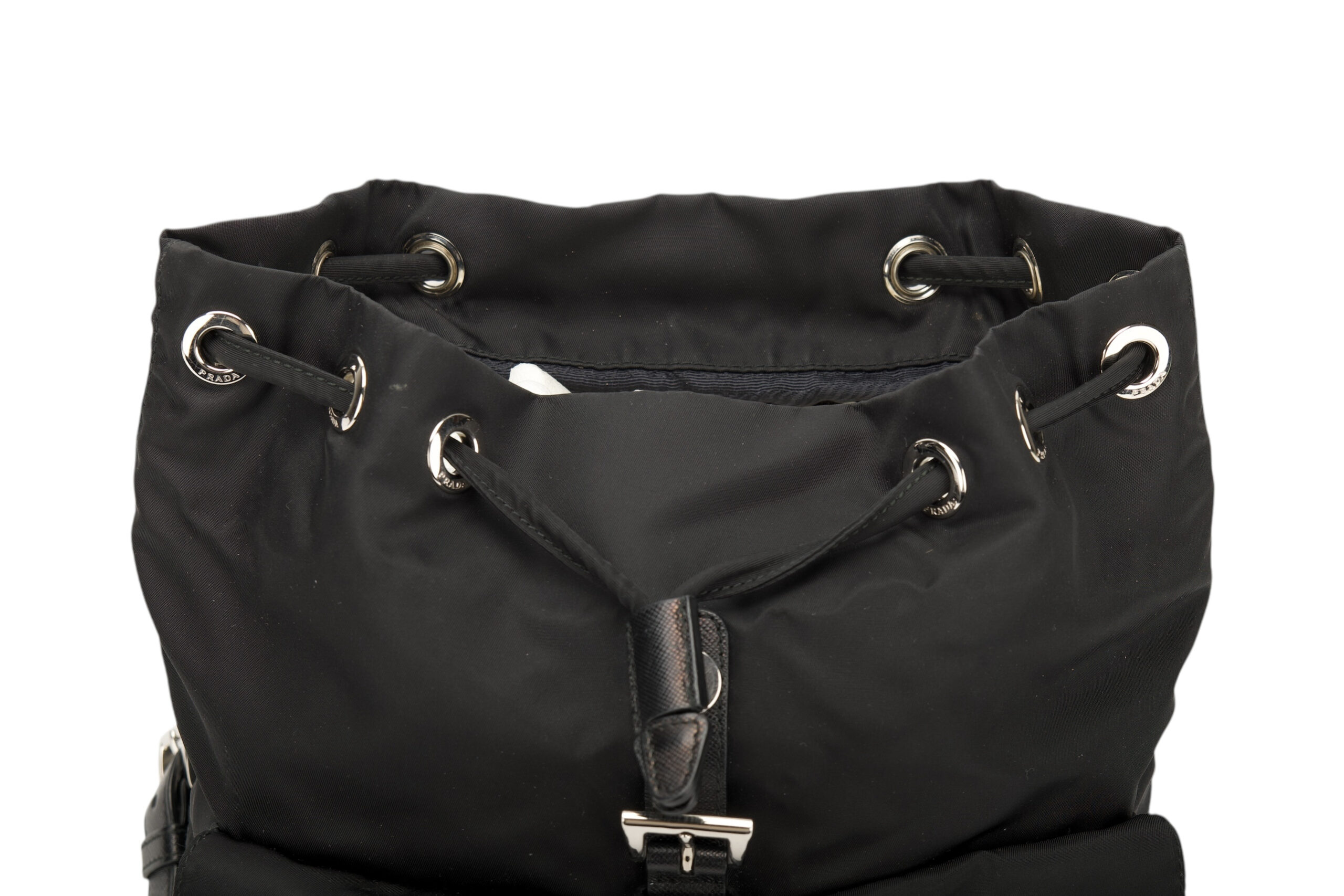 0682. Prada Re-nylon Black Backpack, Silver Hardware13