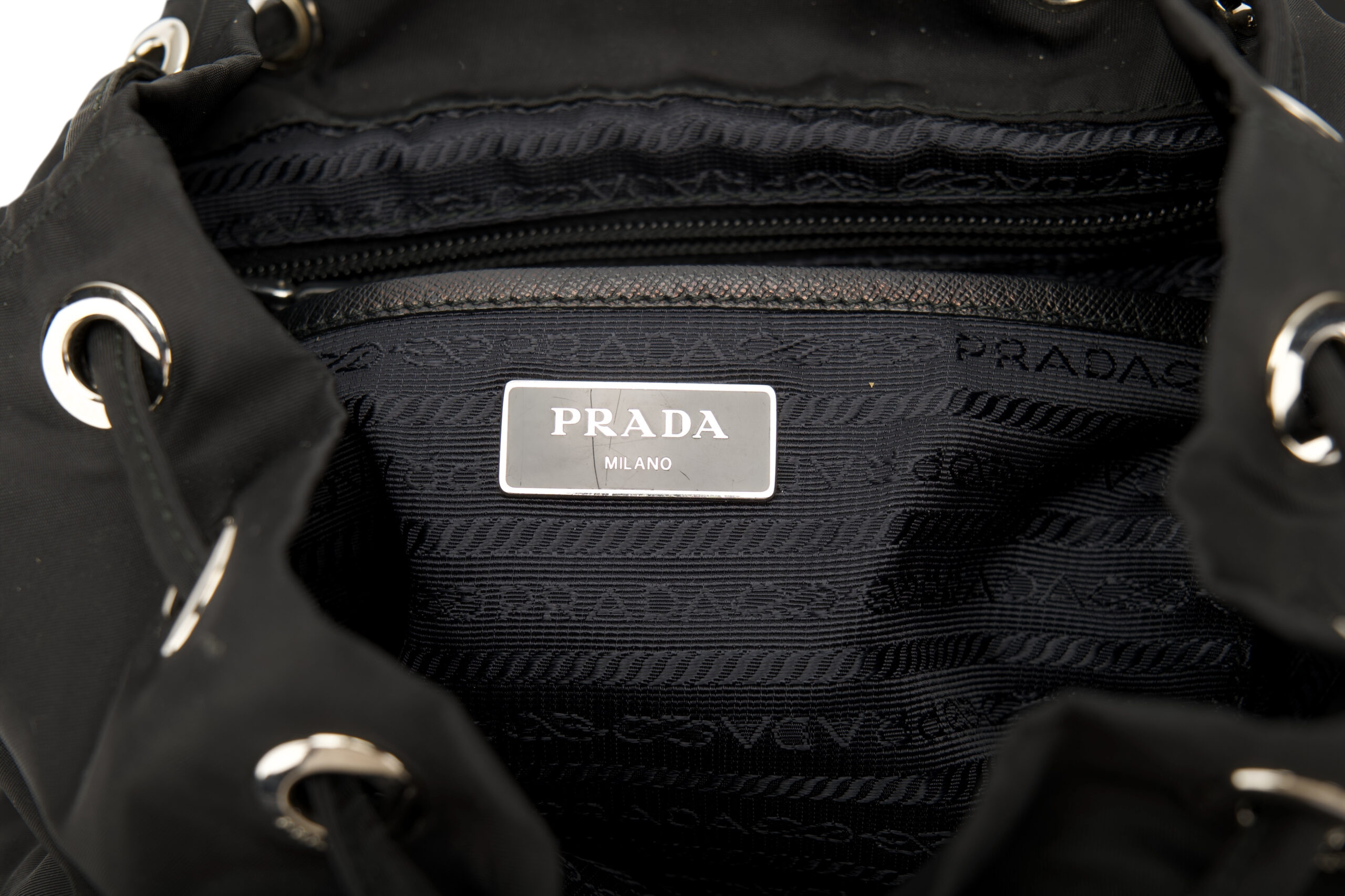0682. Prada Re-nylon Black Backpack, Silver Hardware15