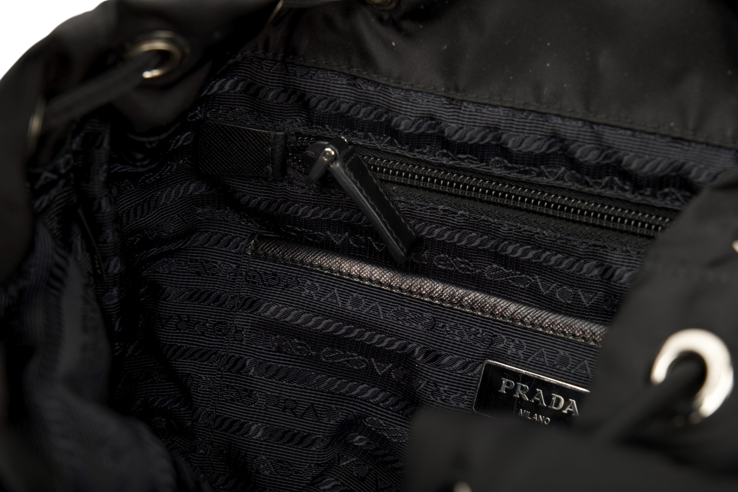 0682. Prada Re-nylon Black Backpack, Silver Hardware16