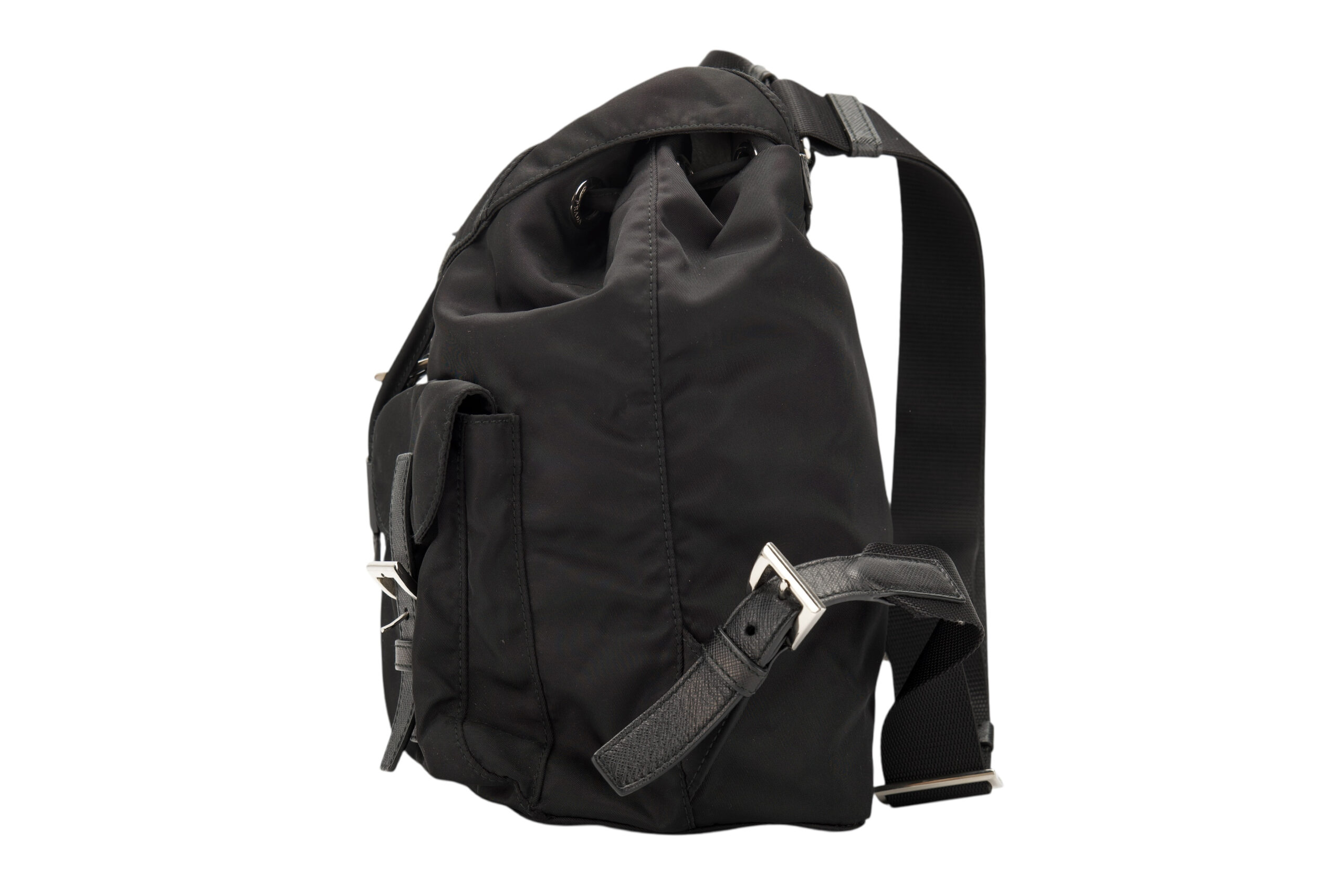 0682. Prada Re-nylon Black Backpack, Silver Hardware5