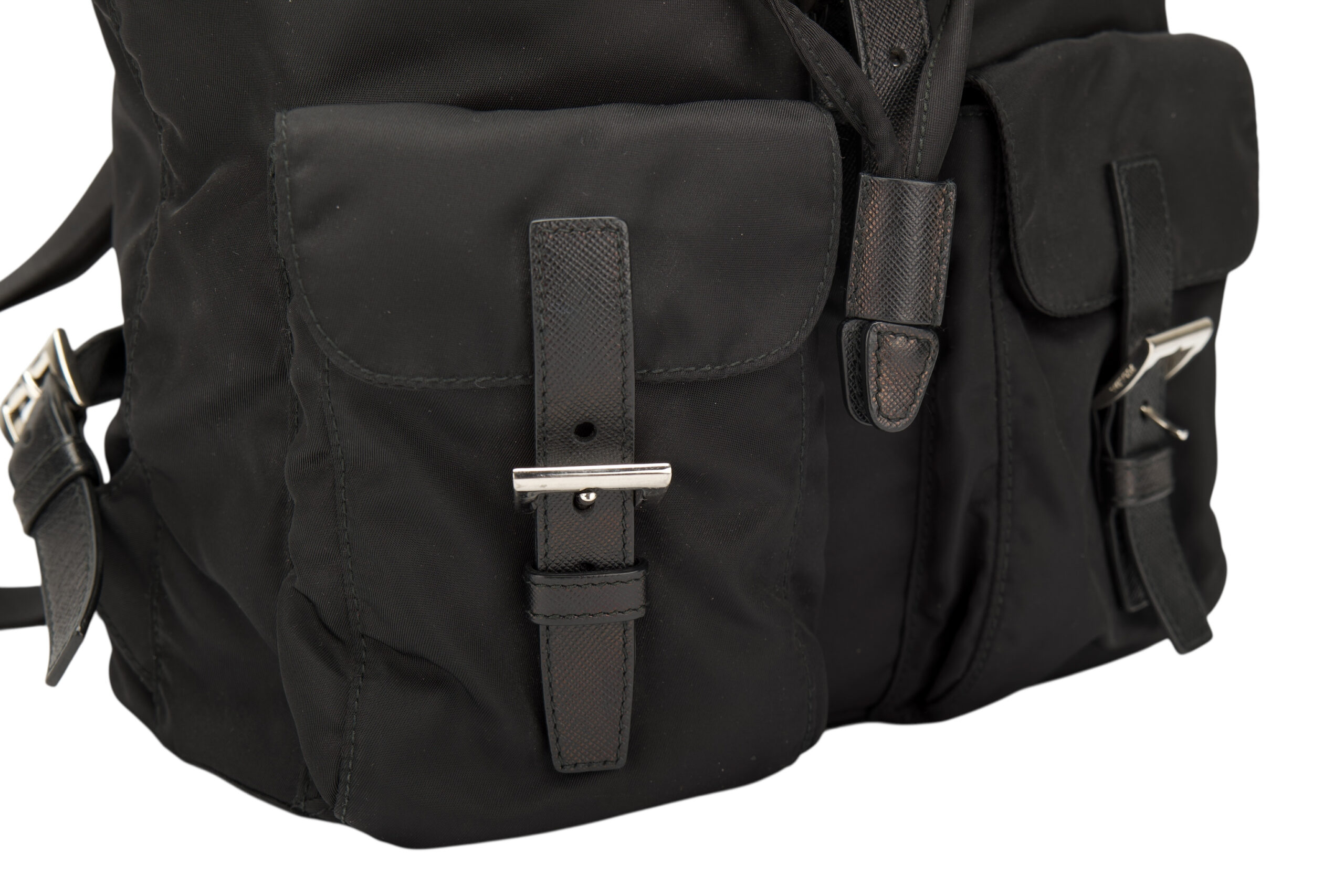 0682. Prada Re-nylon Black Backpack, Silver Hardware8