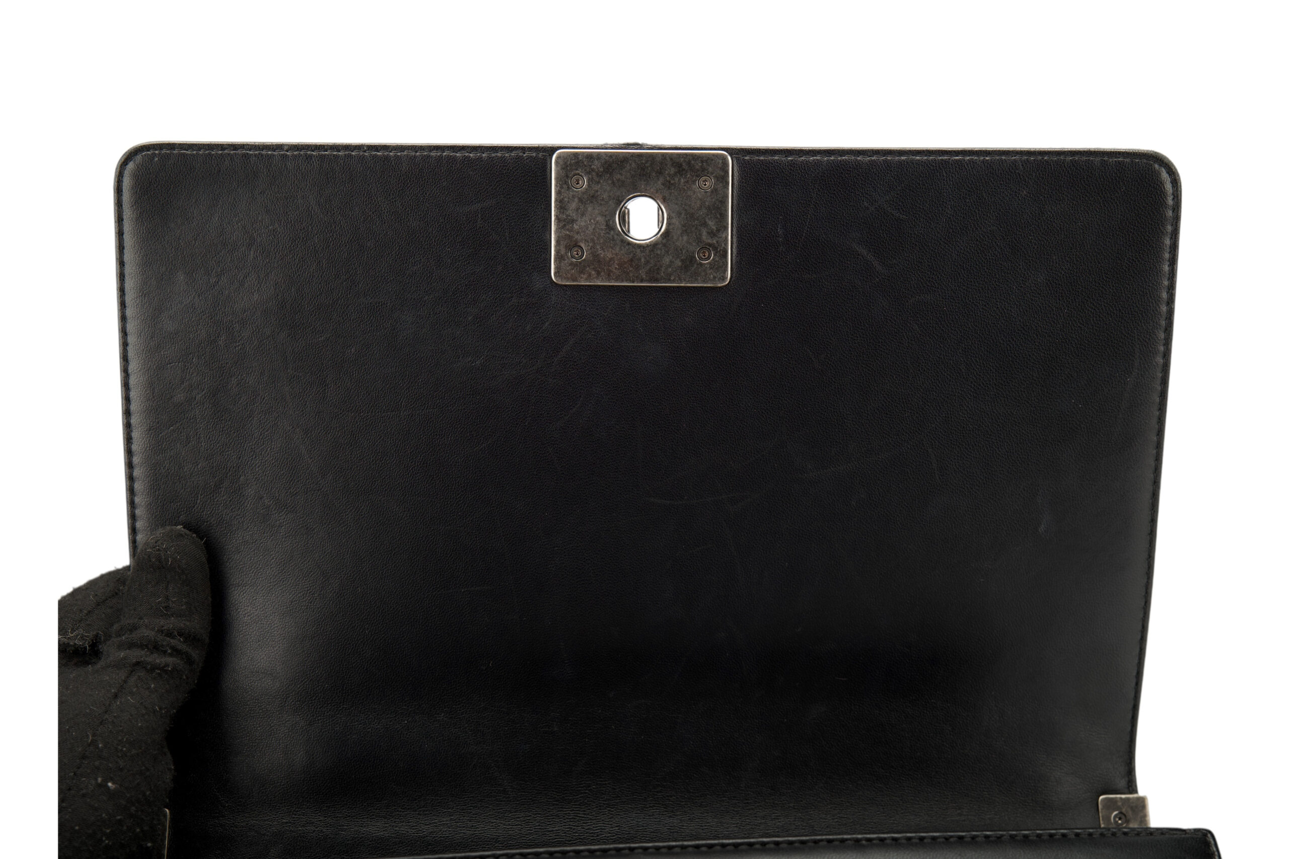 0711. Chanel Boy Bag Large Black Lambskin Diamond Quilted Leather, Ruthenium Hardware13