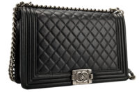 0711. Chanel Boy Bag Large Black Lambskin Diamond Quilted Leather, Ruthenium Hardware3