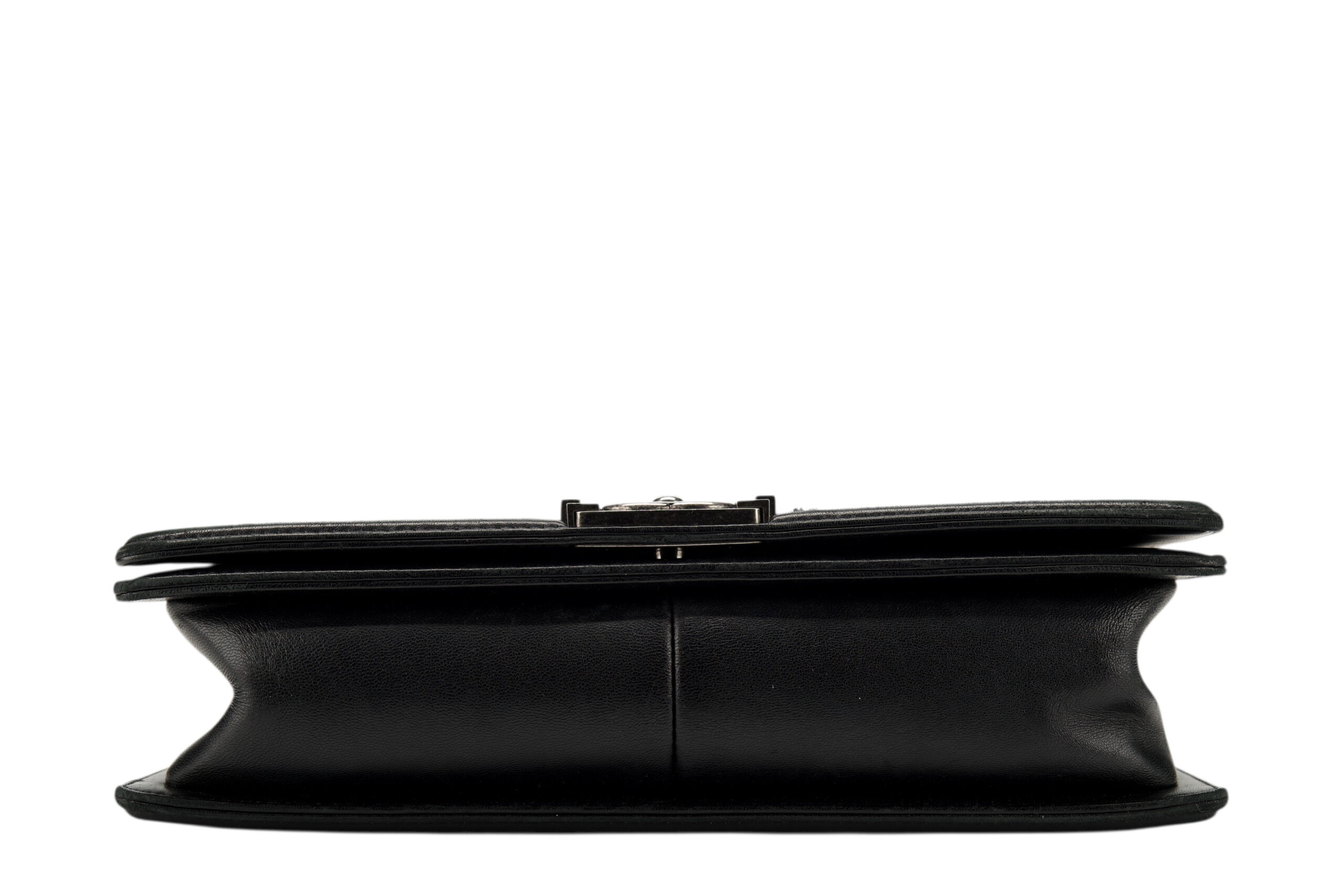 0711. Chanel Boy Bag Large Black Lambskin Diamond Quilted Leather, Ruthenium Hardware6