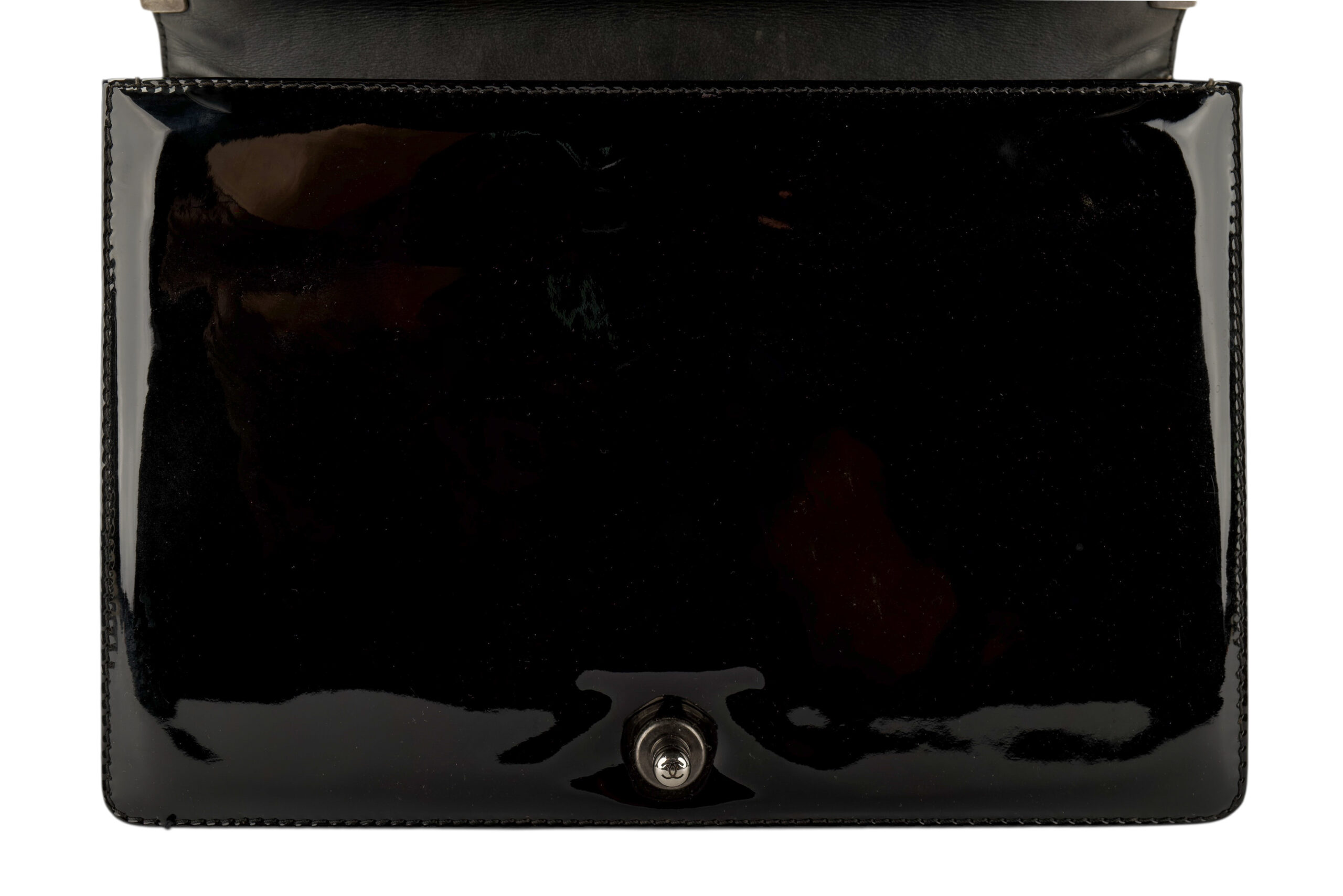 0713. Chanel Boy Bag Large Black Quilted Patent Leather, Ruthenium Hardware10