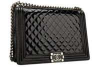 0713. Chanel Boy Bag Large Black Quilted Patent Leather, Ruthenium Hardware2