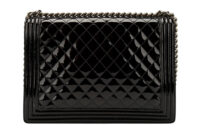 0713. Chanel Boy Bag Large Black Quilted Patent Leather, Ruthenium Hardware5