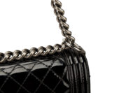 0713. Chanel Boy Bag Large Black Quilted Patent Leather, Ruthenium Hardware8
