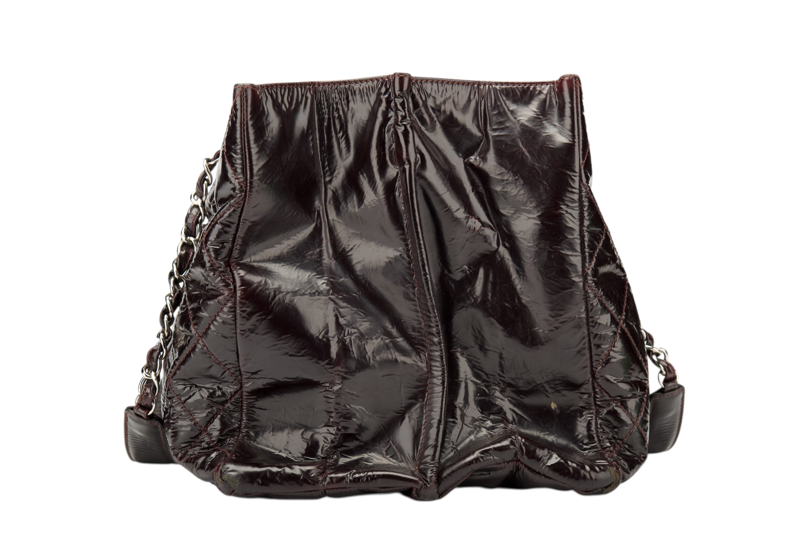 0714. Chanel Grand Shopping Tote (GST) Crinkled Burgundy Leather, Silver Hardware3