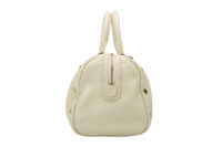 0720. Chopard Off White Pebbled Leather Studded Boston Bag5