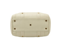 0720. Chopard Off White Pebbled Leather Studded Boston Bag6