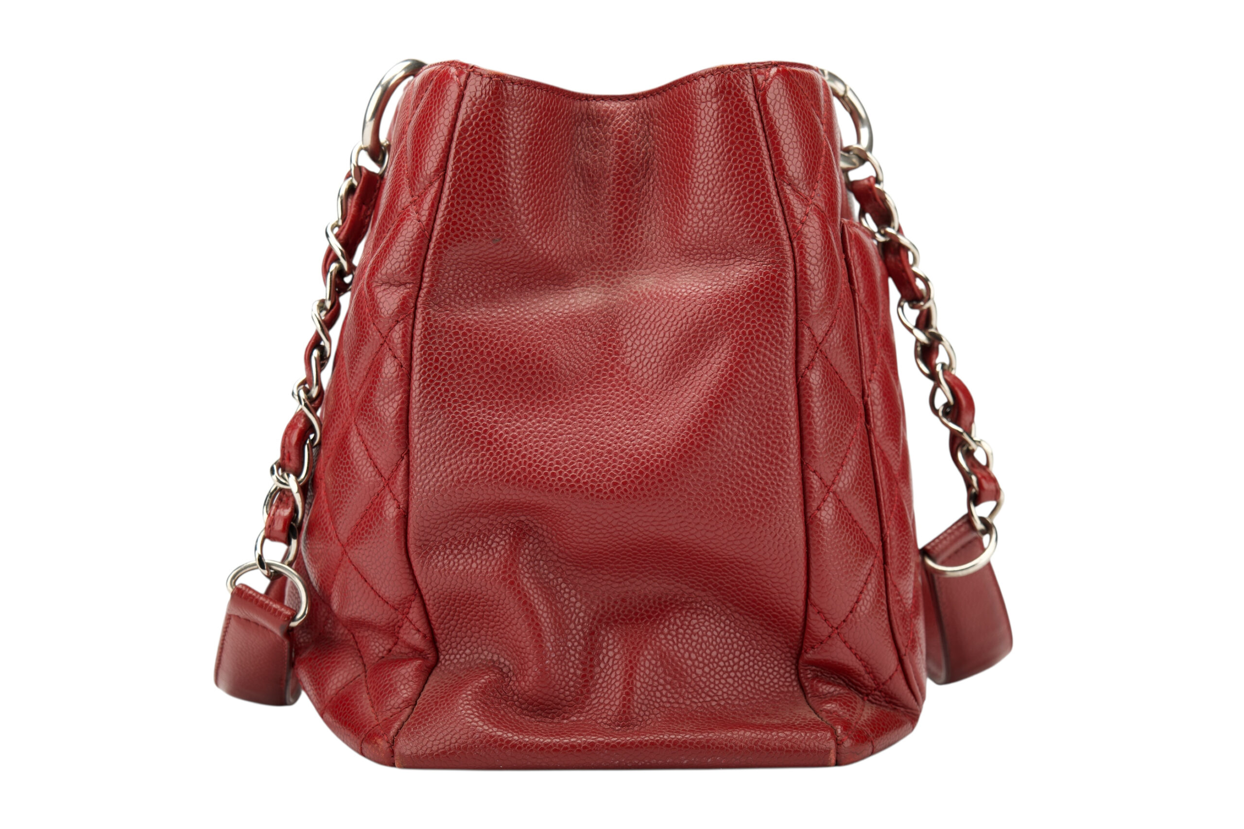 0724. Chanel Grand Shopping Tote (GST) Caviar Burgundy Leather, Silver Hardware5