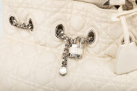 0727. Dior Chiri Chiri White Cannage Leather Tote, Gold Hardware11