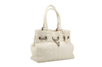 0727. Dior Chiri Chiri White Cannage Leather Tote, Gold Hardware3
