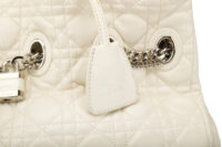 0727. Dior Chiri Chiri White Cannage Leather Tote, Gold Hardware7