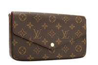 0737. Louis Vuitton Pochette Felicie Dameir Ebene, Gold Hardware2
