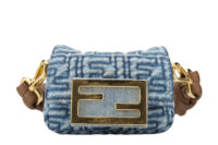 0740. Fendi Nano Baguette Blue Denim Mini Bag, Gold Hardware1