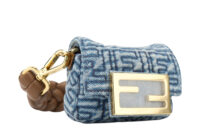 0740. Fendi Nano Baguette Blue Denim Mini Bag, Gold Hardware2