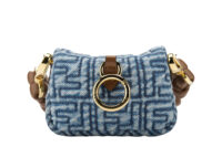 0740. Fendi Nano Baguette Blue Denim Mini Bag, Gold Hardware5
