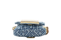 0740. Fendi Nano Baguette Blue Denim Mini Bag, Gold Hardware7