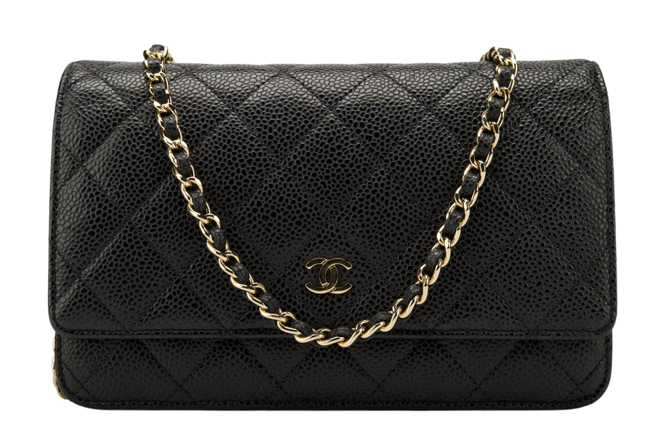 0742. Chanel Wallet on Chain, Black Caviar, Gold Hardware1