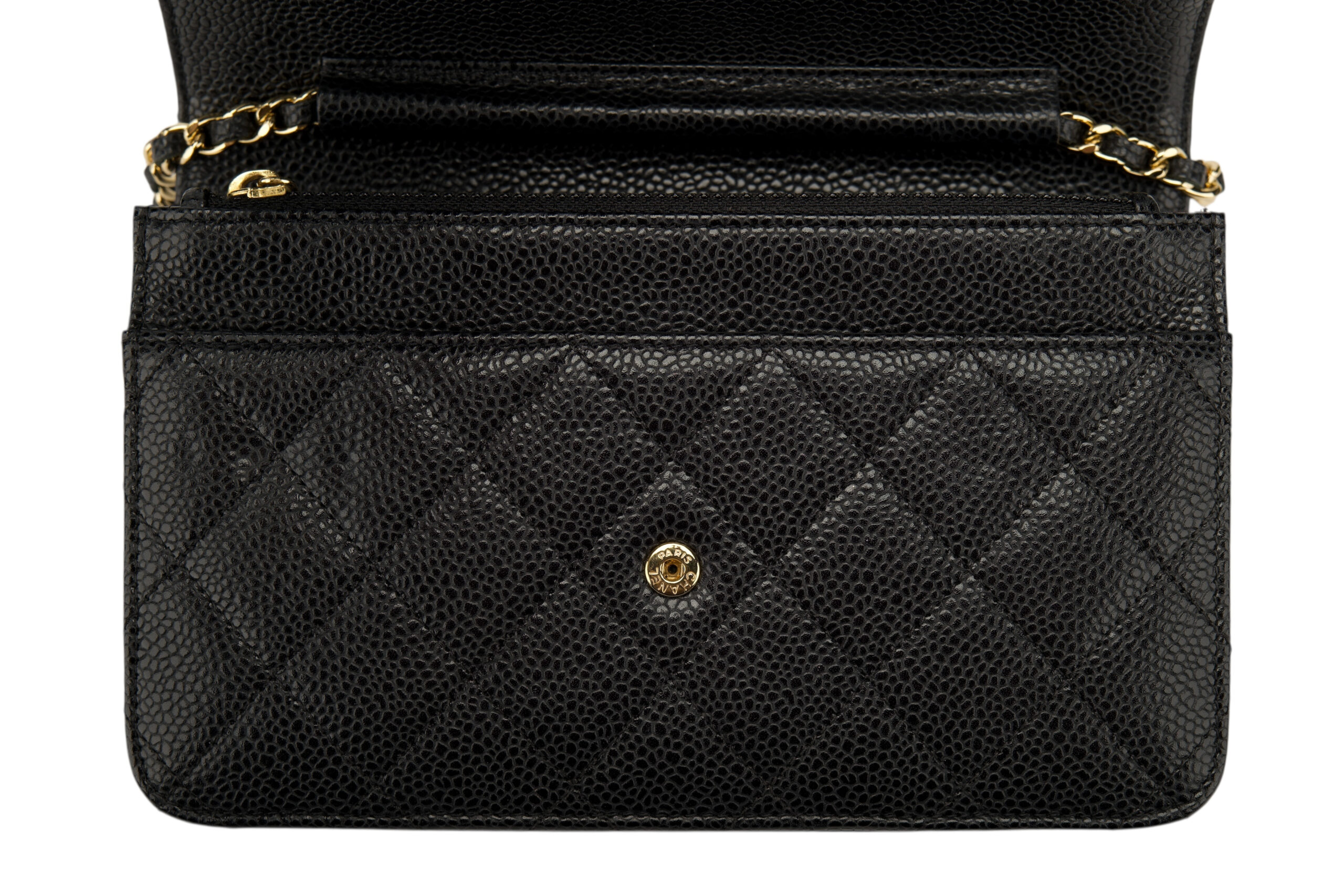 0742. Chanel Wallet on Chain, Black Caviar, Gold Hardware10