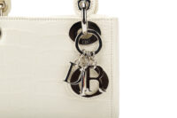 0744. Lady Dior Mini White Exotic Leather, Silver Hardware7