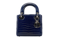 0745. Lady Dior Mini Navy Blue Exotic Leather Bag, Silver Hardware1