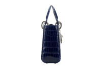 0745. Lady Dior Mini Navy Blue Exotic Leather Bag, Silver Hardware3