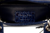 0745. Lady Dior Mini Navy Blue Exotic Leather Bag, Silver Hardware9