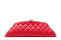 0748. Chanel Timeless Pink Lambskin Quilted Clutch, Silver Hardware1