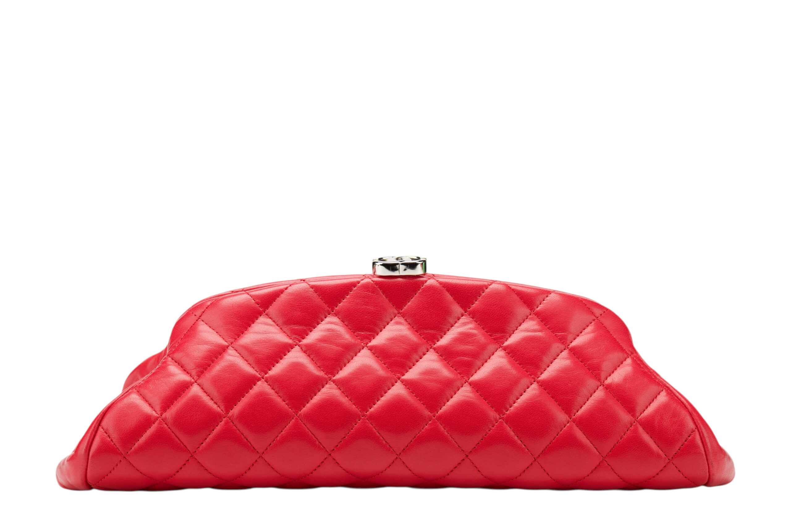 0748. Chanel Timeless Pink Lambskin Quilted Clutch, Silver Hardware1