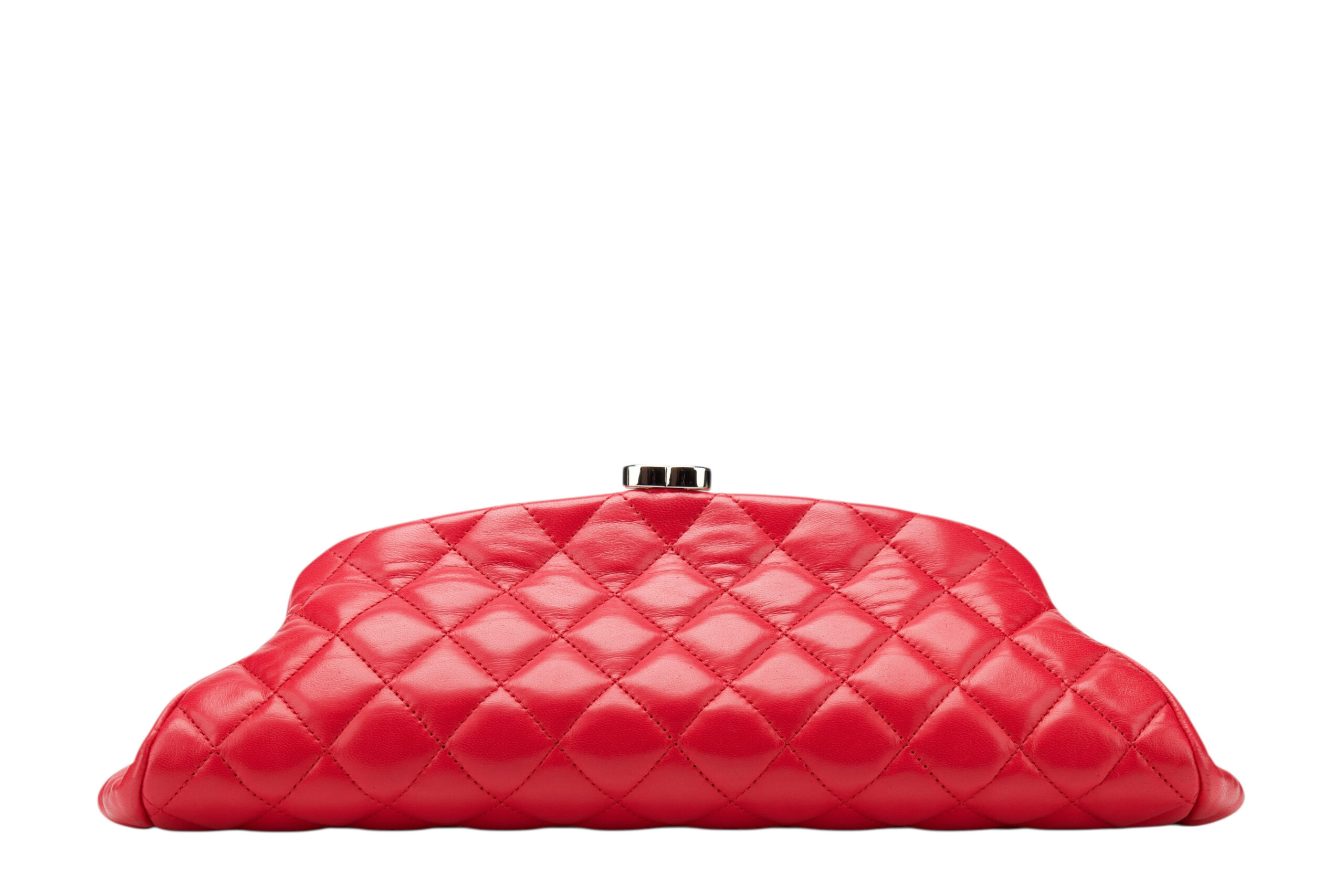 0748. Chanel Timeless Pink Lambskin Quilted Clutch, Silver Hardware4