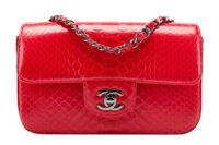 0749. Chanel Classic Mini Rectangle Flap Bag Pink Exotic Leather, Silver Hardware1