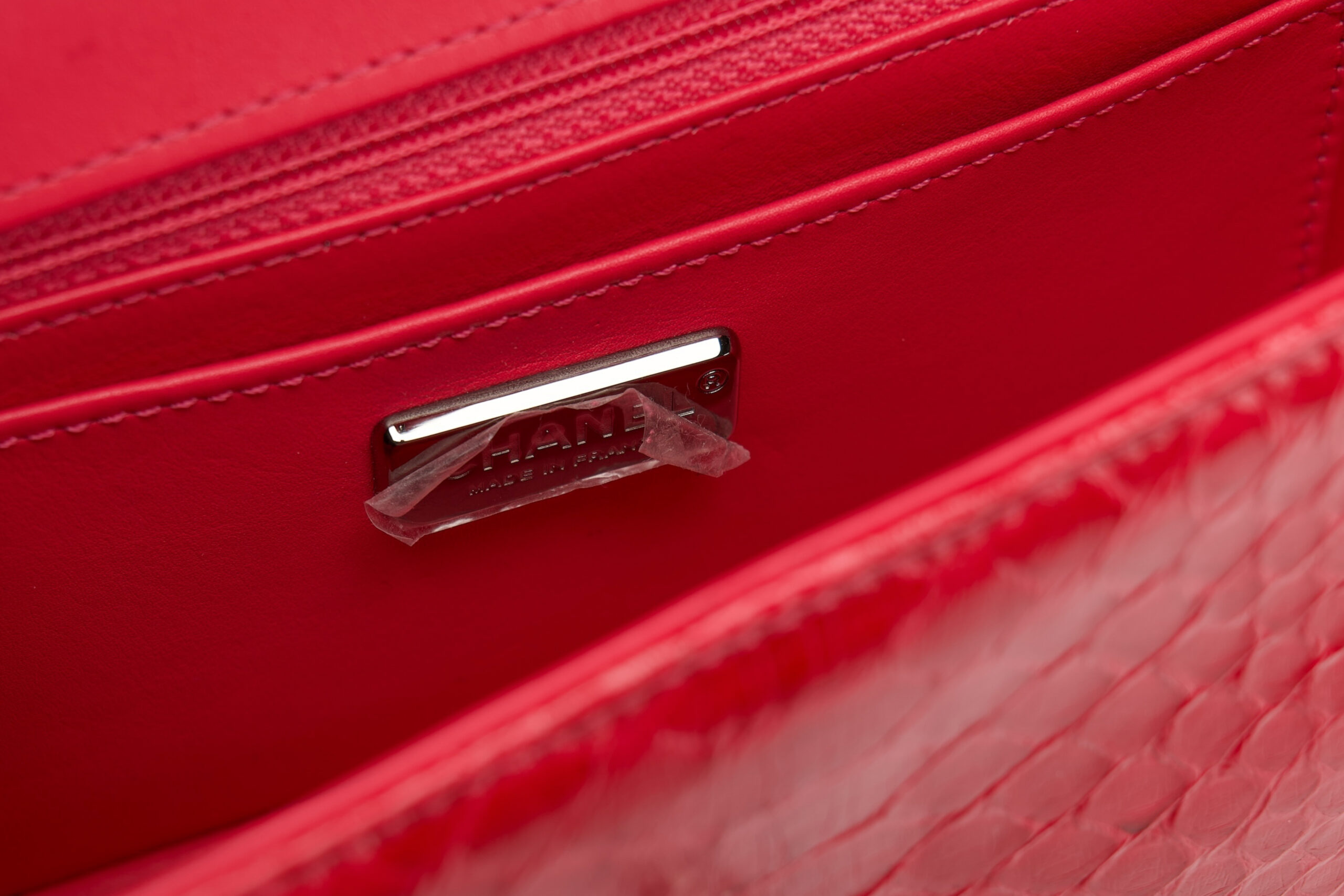 0749. Chanel Classic Mini Rectangle Flap Bag Pink Exotic Leather, Silver Hardware11